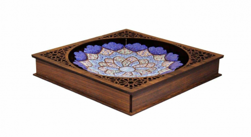 Hand Painted Minakari Wall Plate With Wooden Frame 25